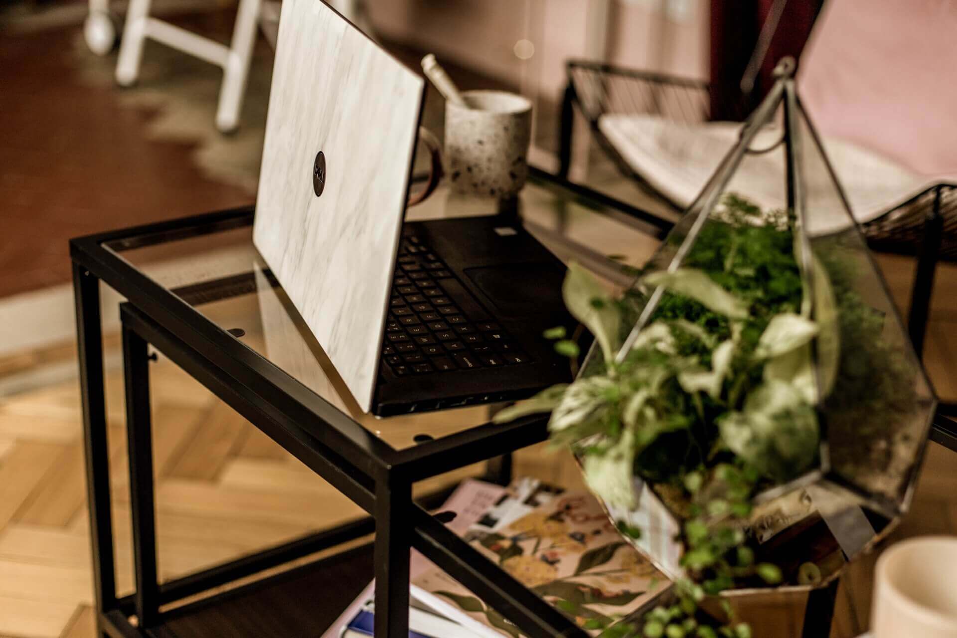 Laptop on a table for a small business website