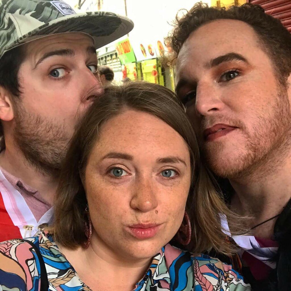 Aime, Alex and Adam taking a selfie during Bristol Pride 2019