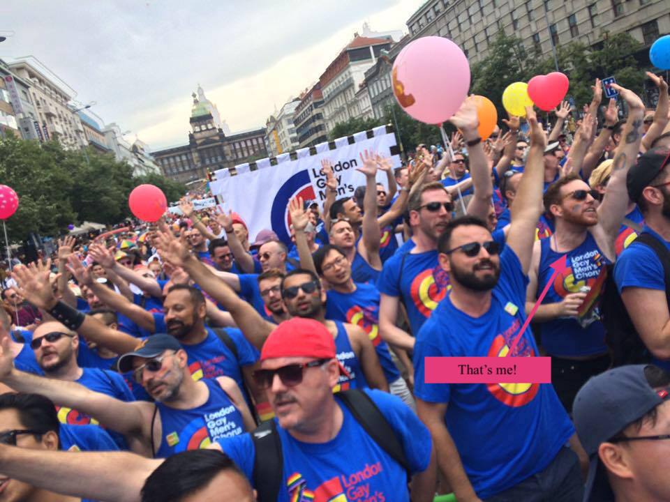 The London Gay Men's Chorus performing in Prague Pride 