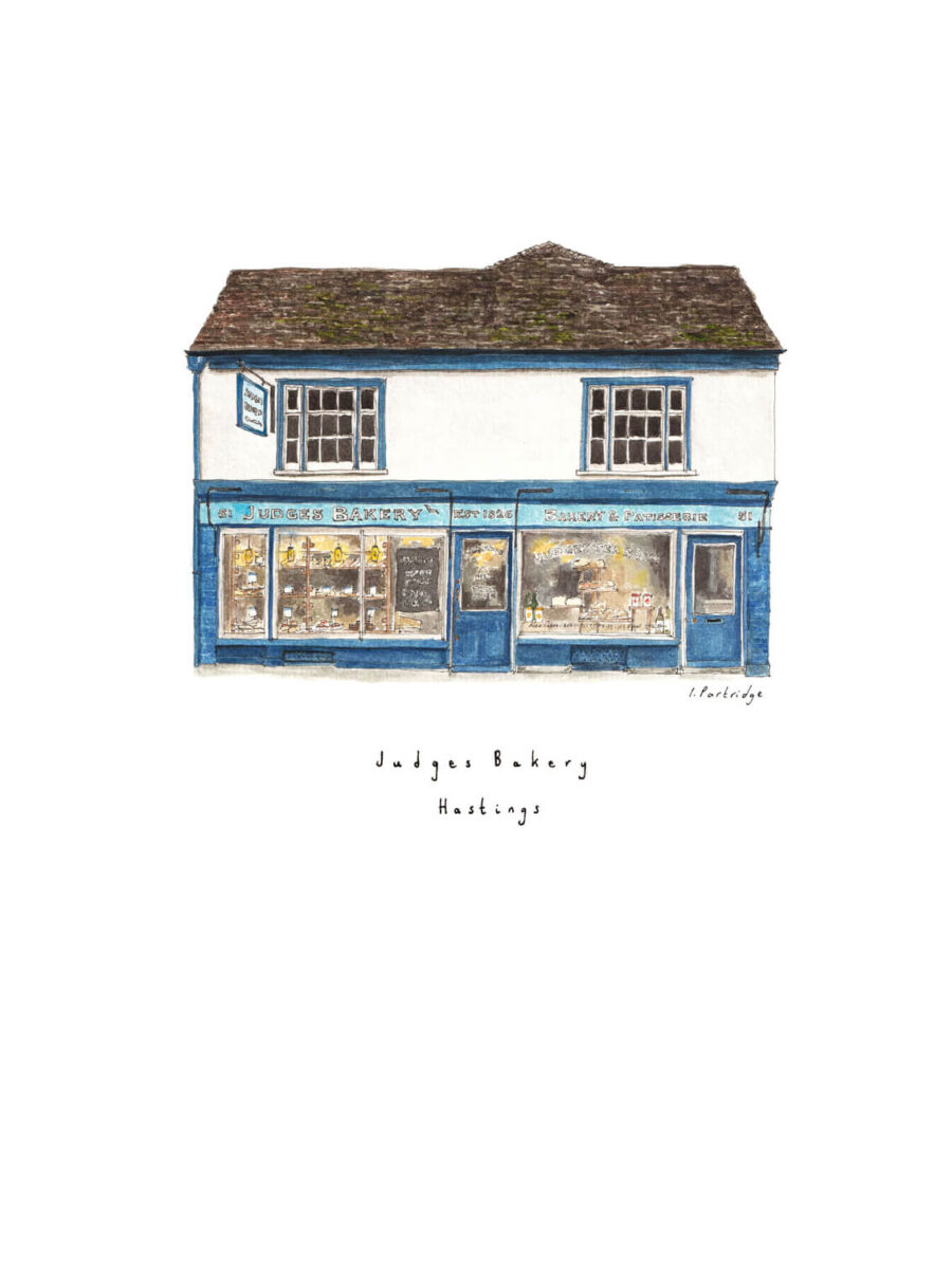 Watercolour illustration of Judges Bakery by Imogen Partridge